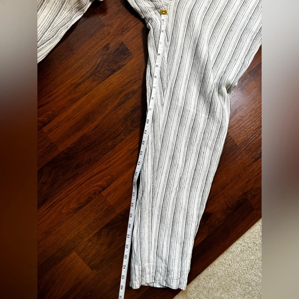 Banana Republic Hayden Blue and White Striped Cropped Pants Linen Blend Sz 6